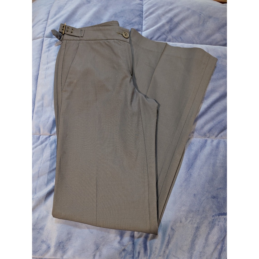 Theory Wide Leg Trousers Women Blue Grey Wool Blend Buckle Waist - Size 0
